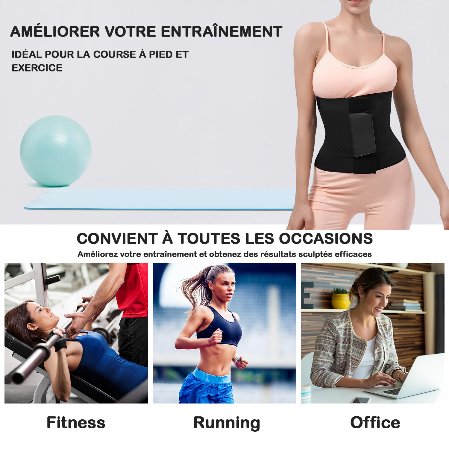 Taille Trainer Ajustable Shape Sculptants Sports Transpiration Ventre Plat Femme 3 Bandes de Scratch Serre Taille Elastique Nylon Lingerie Shapewear