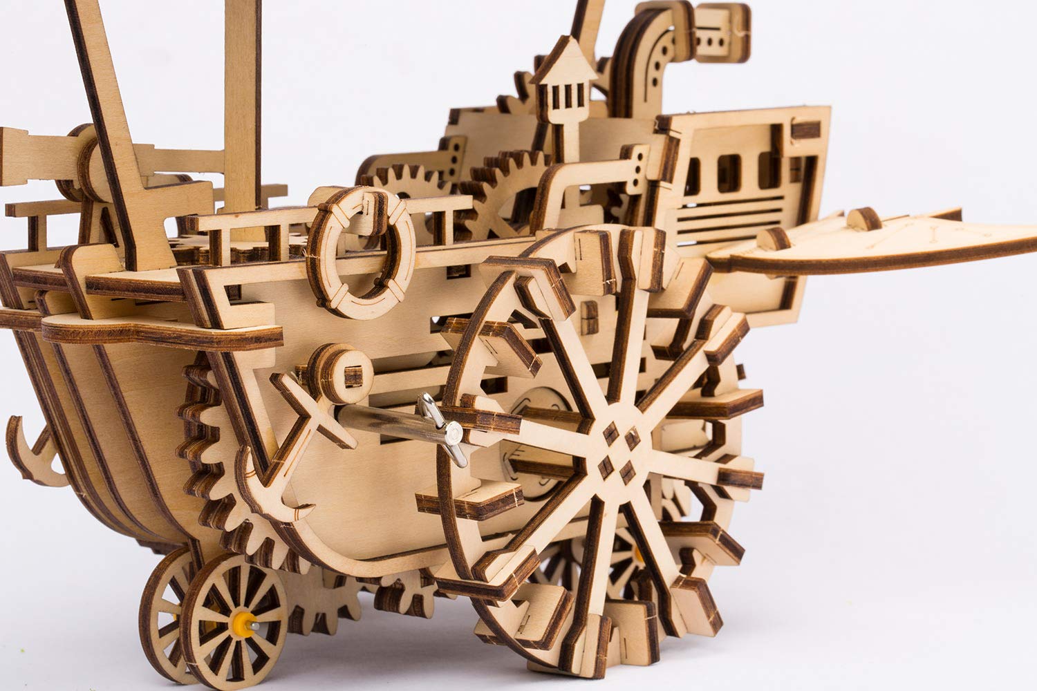 ROKR Statek powietrzny: mechaniczna skrzynia biegów ruch drewnianego modelu puzzli 3D: wiek 1
