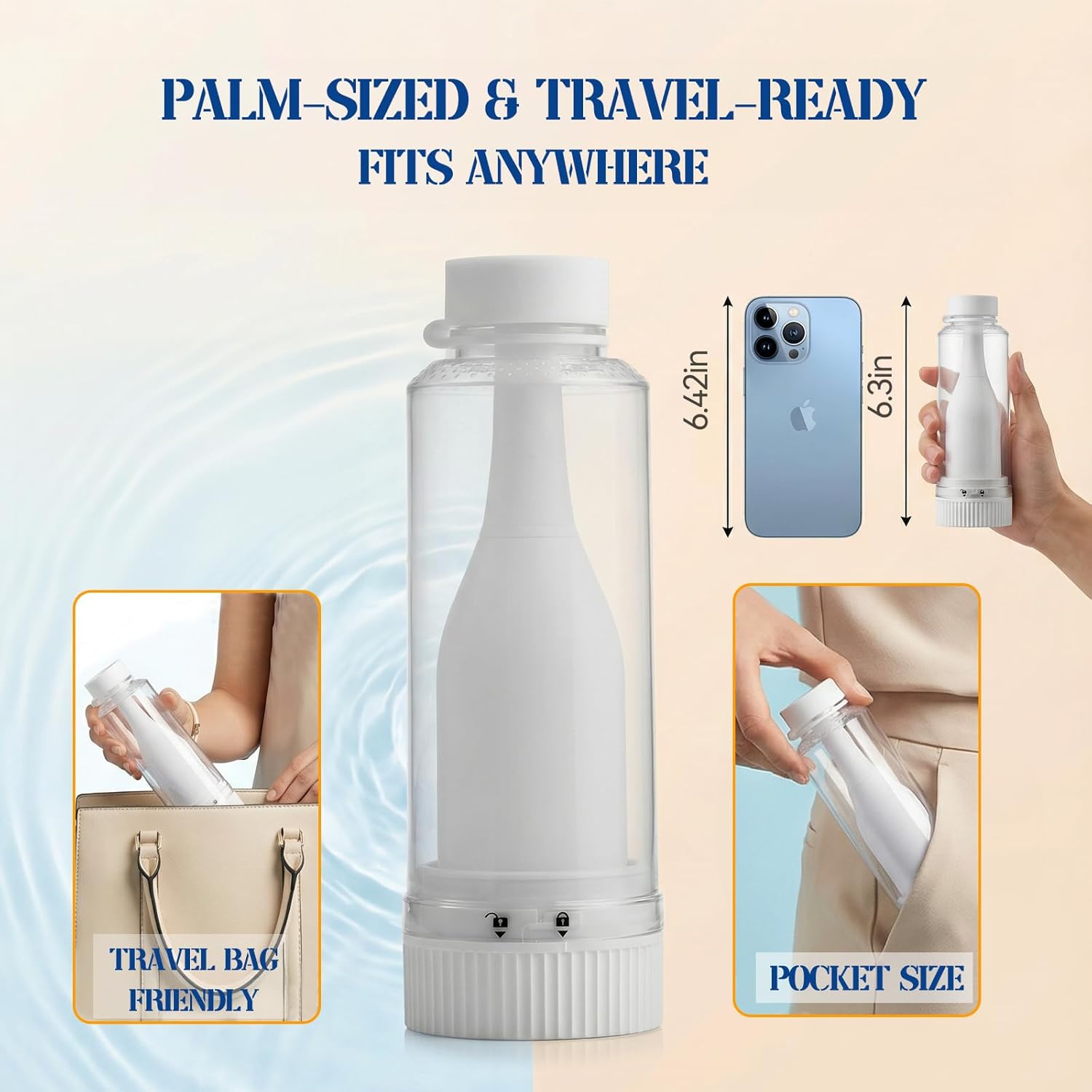 Portable Bidet Sprayer with 360° Nozzle | USB-C Rechargeable Bidet Comes with 205 ml Water Bottle & Dual Modes | Waterproof Handheld Electric Travel Bidet for Women, Men, Babies & Personal Hygiene