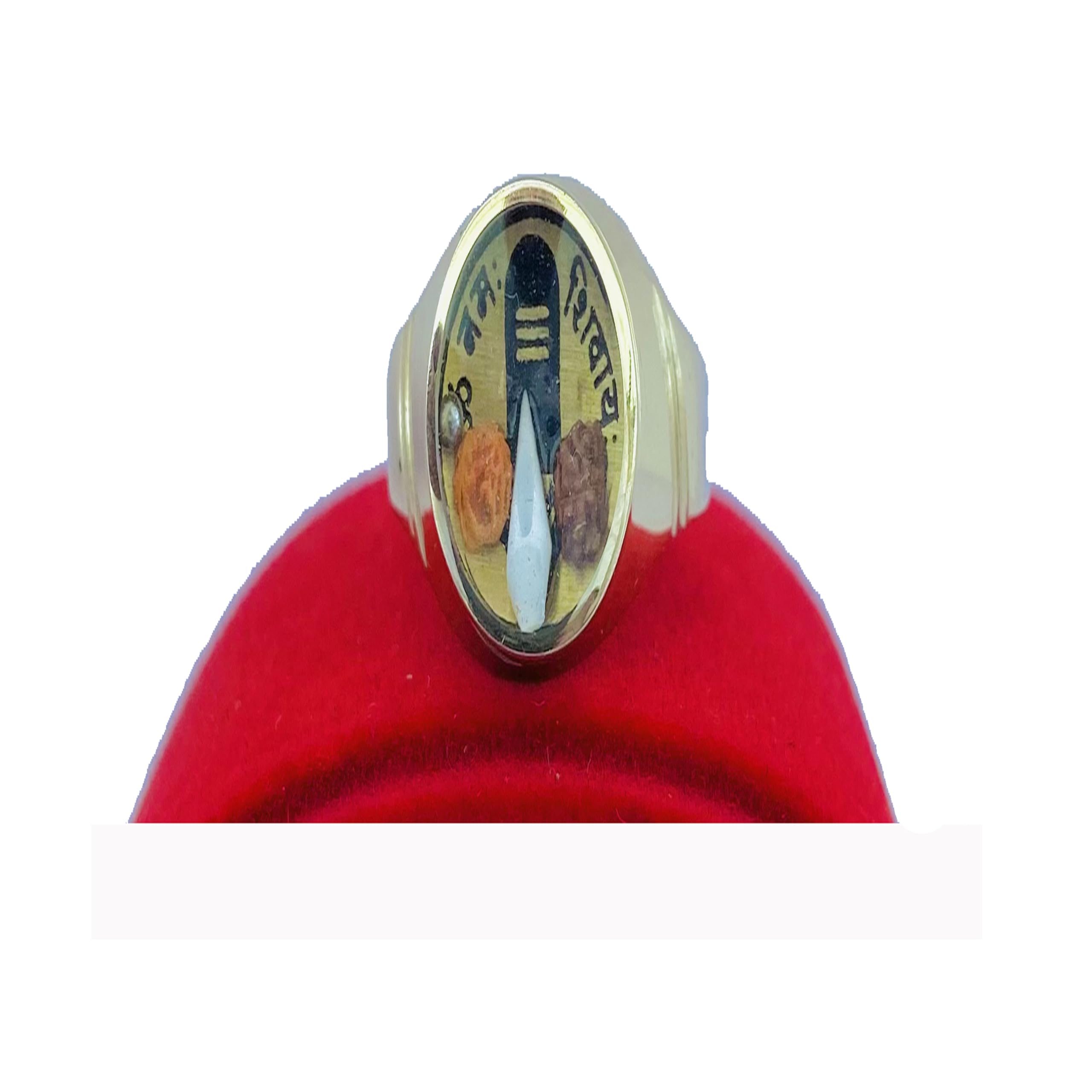 r g mart Ashtadhatu Shivling Double Rudraksha Shank Yantra Mercury Gold Plated Brass Ring-1-picture-43