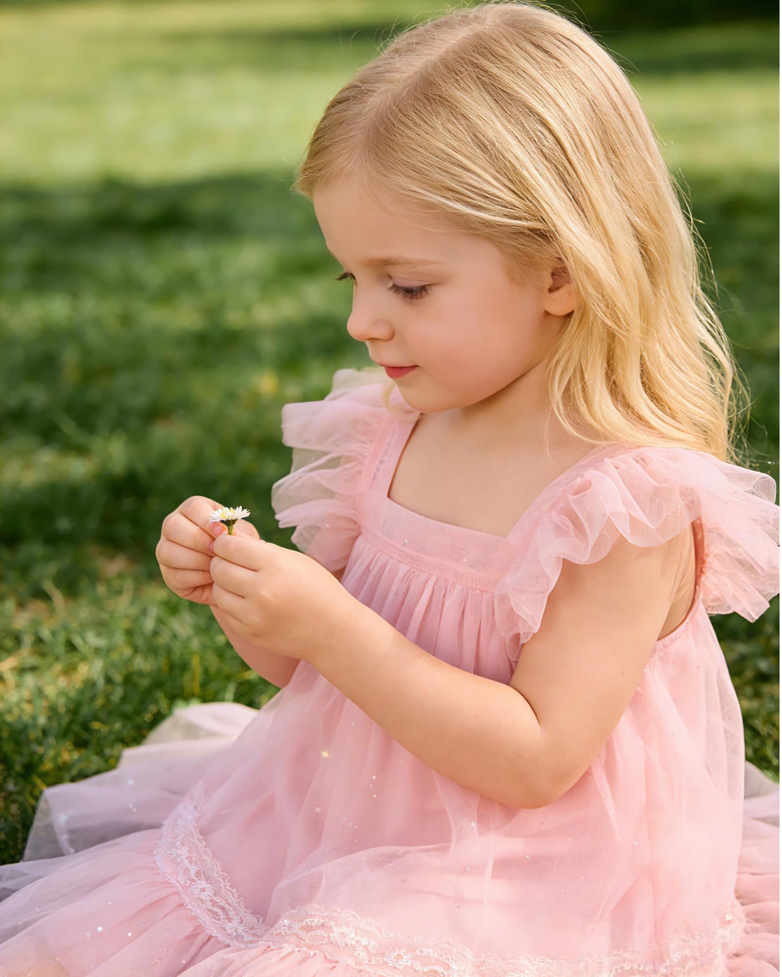 Zoerea Vestito in Tulle per Bambina, Senza Maniche con Volant, per Compleanno e Tempo Libero 18M–6 Anni