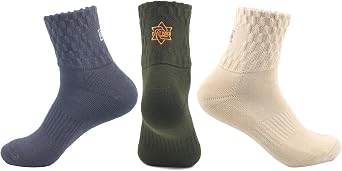 Premium Ultra Soft Cotton Slouchy Crew Socks, Cushioned Adult Socks 3 pairs | Combed Cotton Breathable Cushioned Athletic Socks for Running Fitness Daily Wear Bubble Texture Embroidery Logo