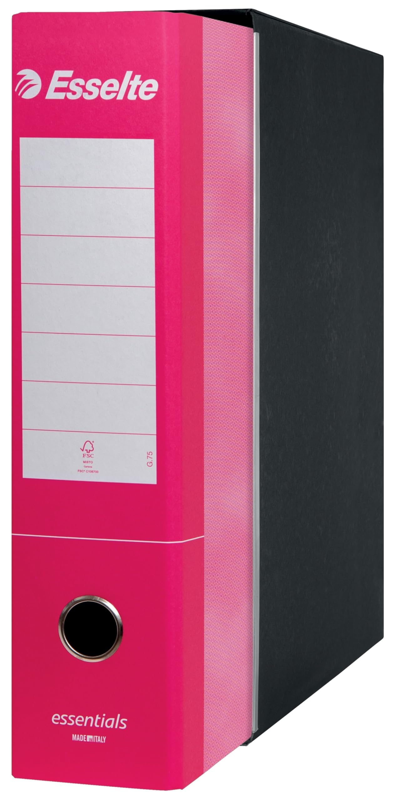Esselte ESSENTIALS G75 Registratore con Custodia, con Meccanismo a Leva, in Formato Protocollo, 23x33cm, con Dorso da 8 cm, Fucsia, Conf.da 6 pezzi, 390775900 (Confezione da 2)