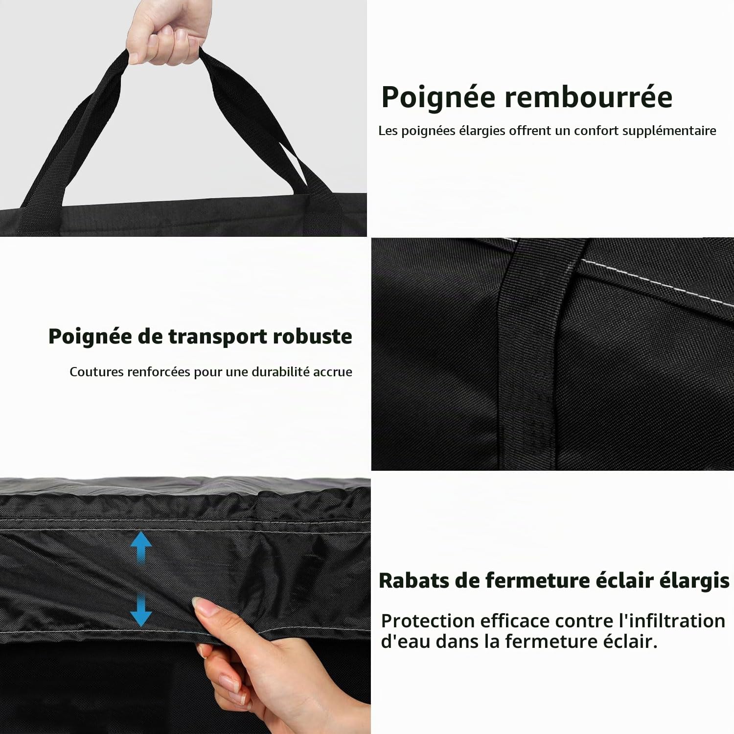 Sac de Rangement Coussin Salon de Jardin,Housse Coussin Exterieur Impermeable 600D Oxford,Housse de Rangement pour Jardin Meubles,Coussin Transat,Arbre de Noël Décorer (Noir, 175x55x75cm)