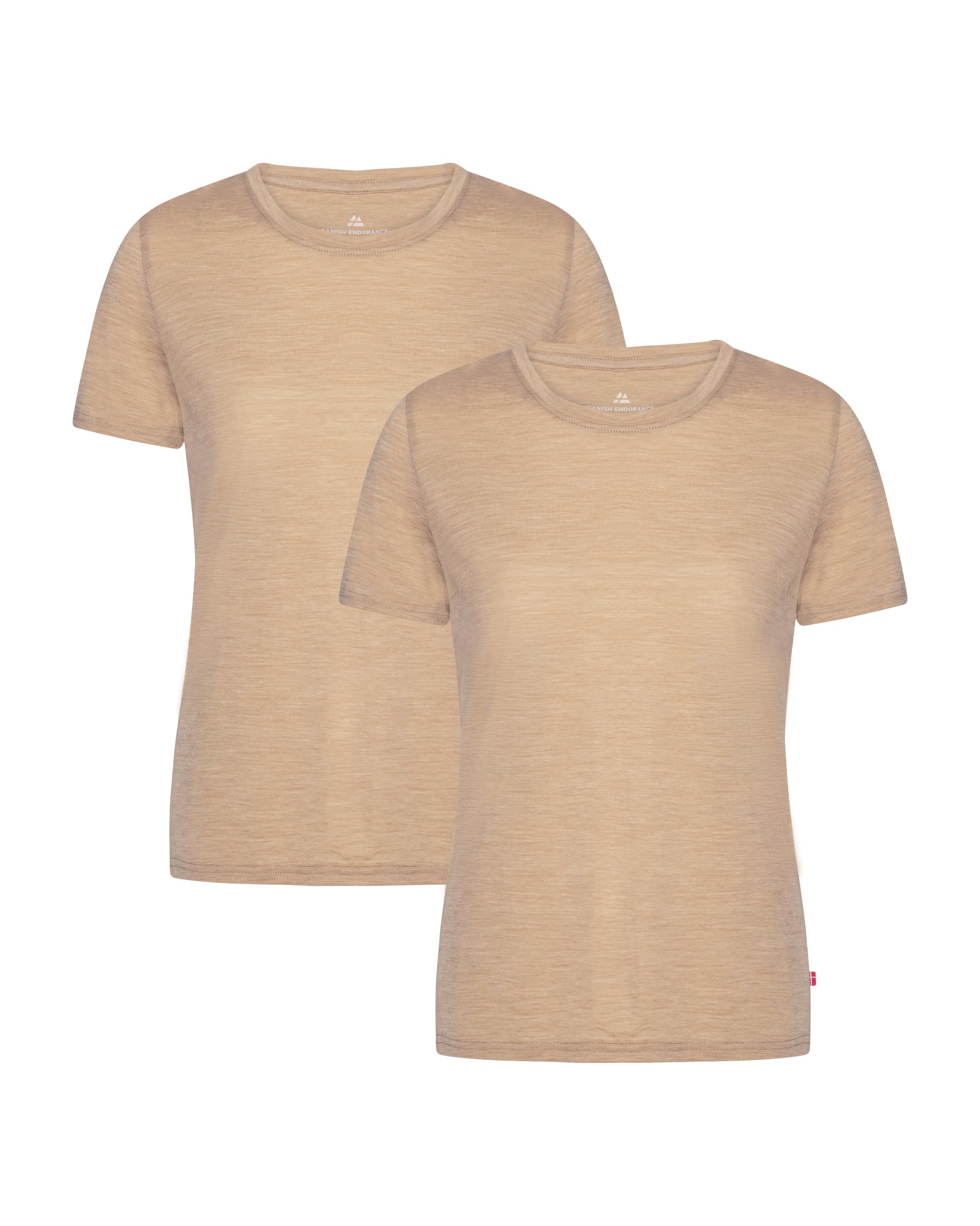 DANISH ENDURANCE Magliette Donna in 100% Lana Merino, Maglia Termica Donna Maniche Corte, T-Shirt Traspiranti e Anti-umidità, 2 Paia