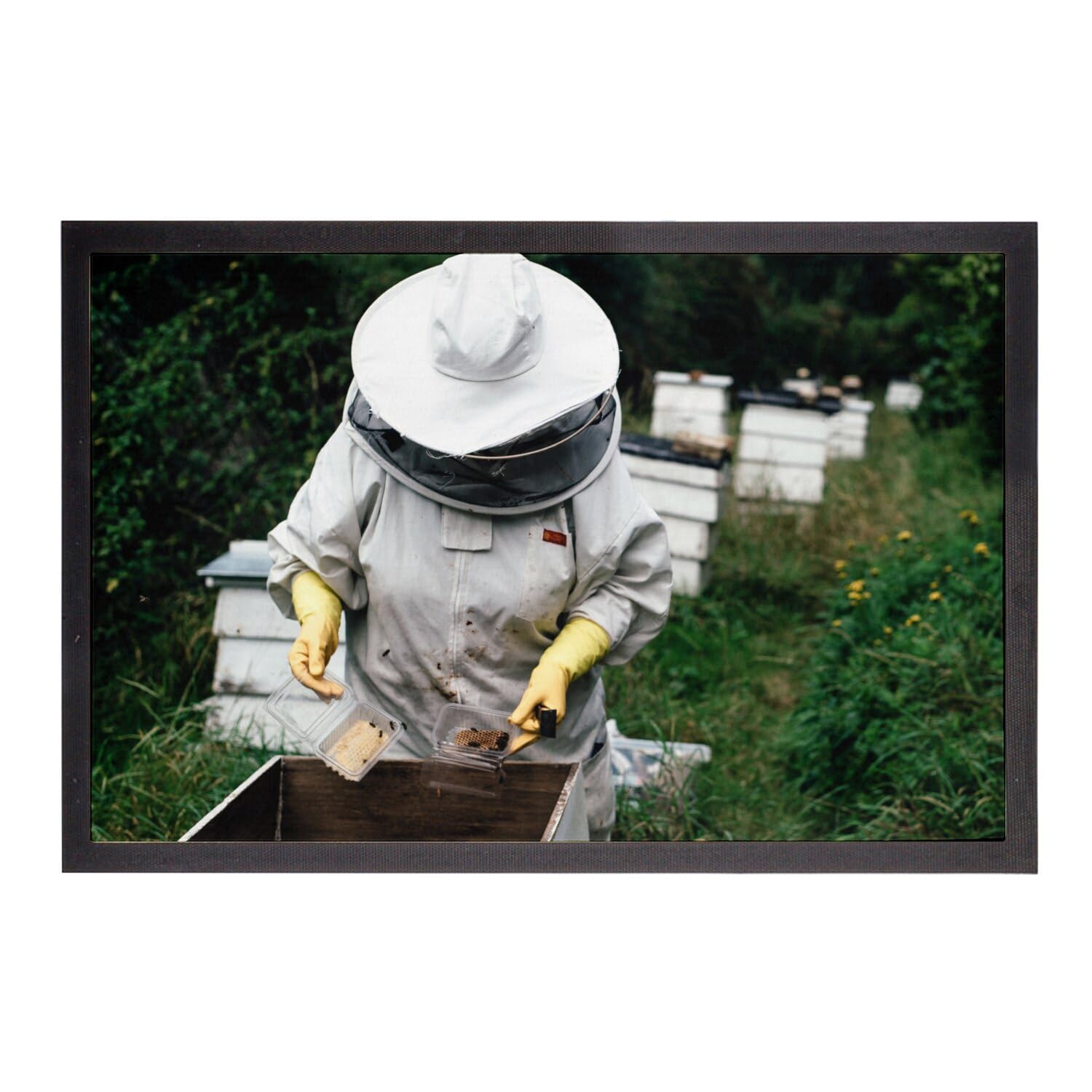 Paillasson apiculteur abeilles miel 60x40cm pour entrée de maison