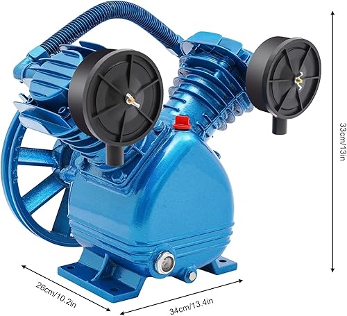 Miniatura 7 de Bomba de compresor de aire de cilindro doble de 3HP estilo V de 2 pistones azul de repuesto bomba de compresor de aire de cabeza de motor