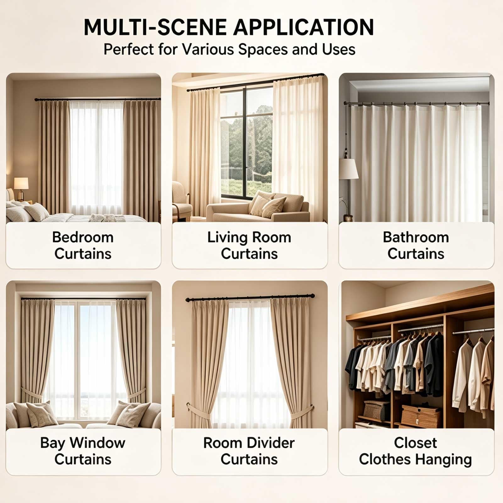Tringle de Douche Extensible de 35 à 200 Cm, Barre Rideau Sans Perçage pour la Maison, la Salle de Bain et le Dressing, en Acier Inoxydable(Gray,50-80cm/20-31.5in)
