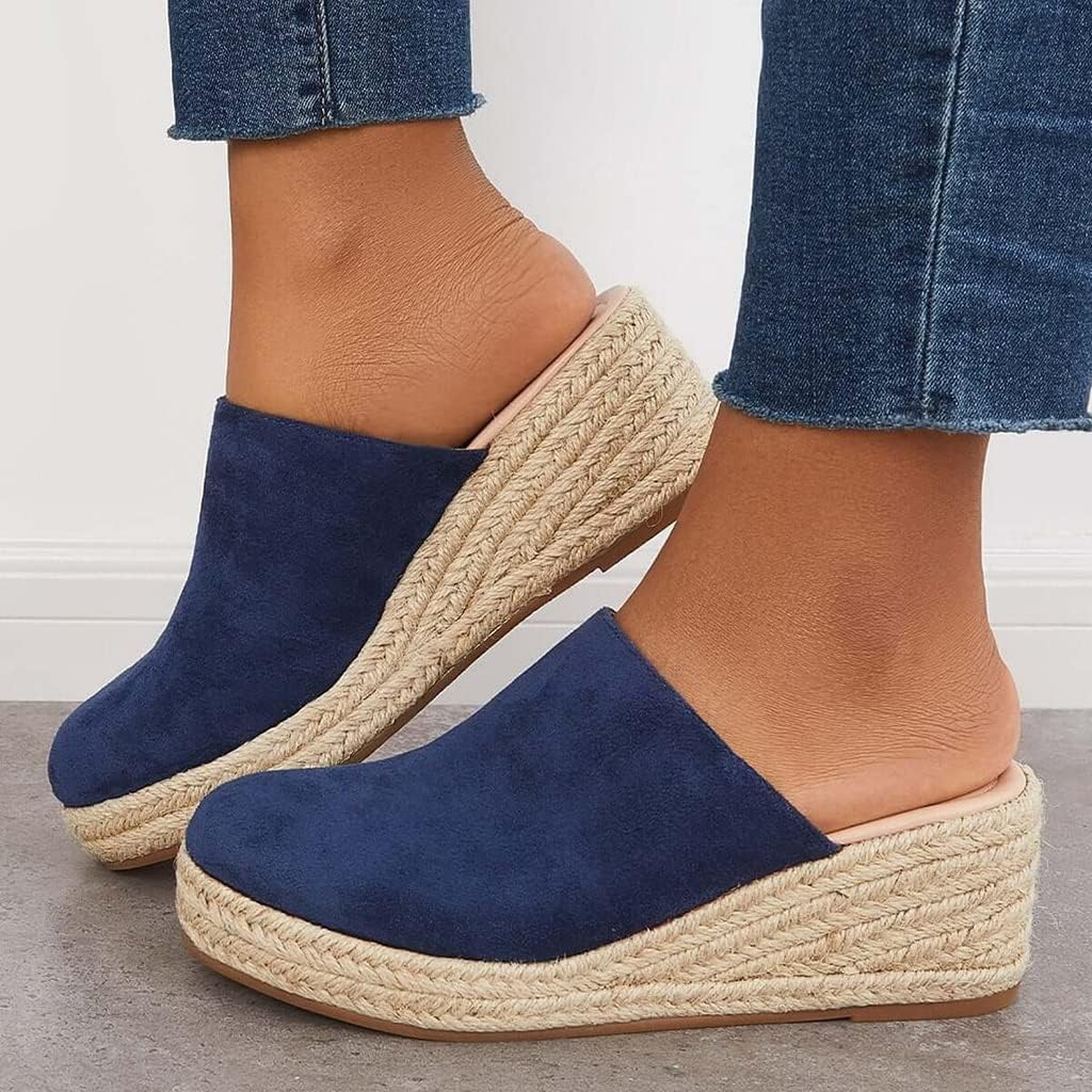 Amazon.com | JUUCWOUT Espadrilles Mule Wedges Platform Slip on Backless  Sandals | Platforms \u0026 Wedges
