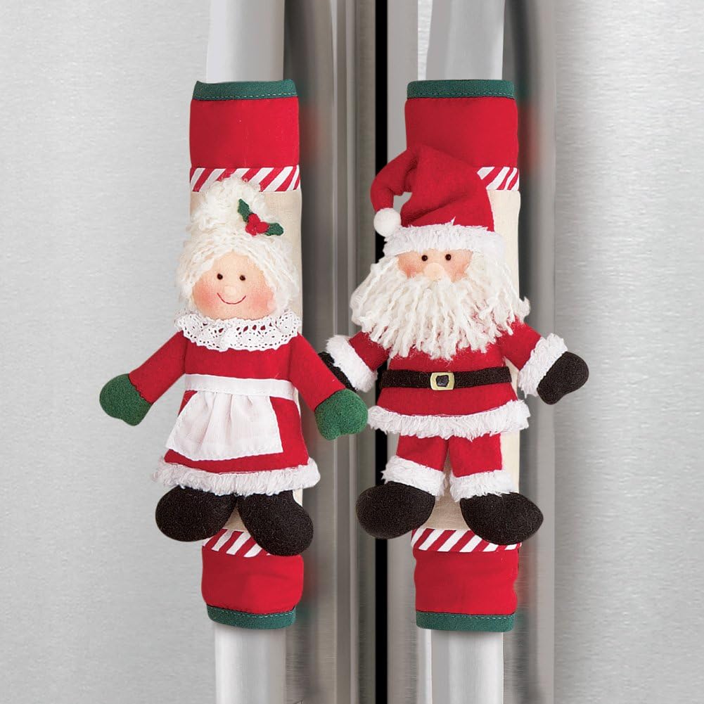 Collections Etc Mr. and Mrs. Claus Appliance Handle Covers - Set of 2