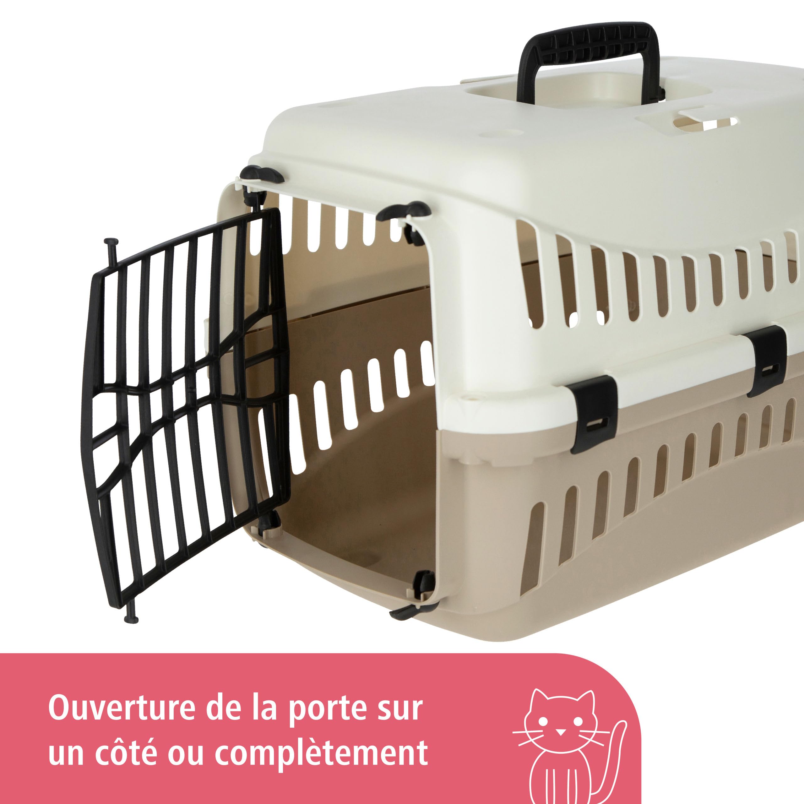 Kerbl Pet Cage de Transport Expedion, crème/Taupe, 45 x 30 x 30 cm, Cage pour Chien, Cage pour Chat, Transport pour Chien, Plastique, Petits Chiens, Chats
