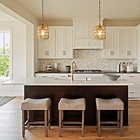 Vista 8 de Plug in Pendant Light with 6W LED Bulb Warm Light(3000K) Dimmable Switch Cute Rattan Hanging Lamp Cord 15ft Hand Woven Plug in Chandelier Boho