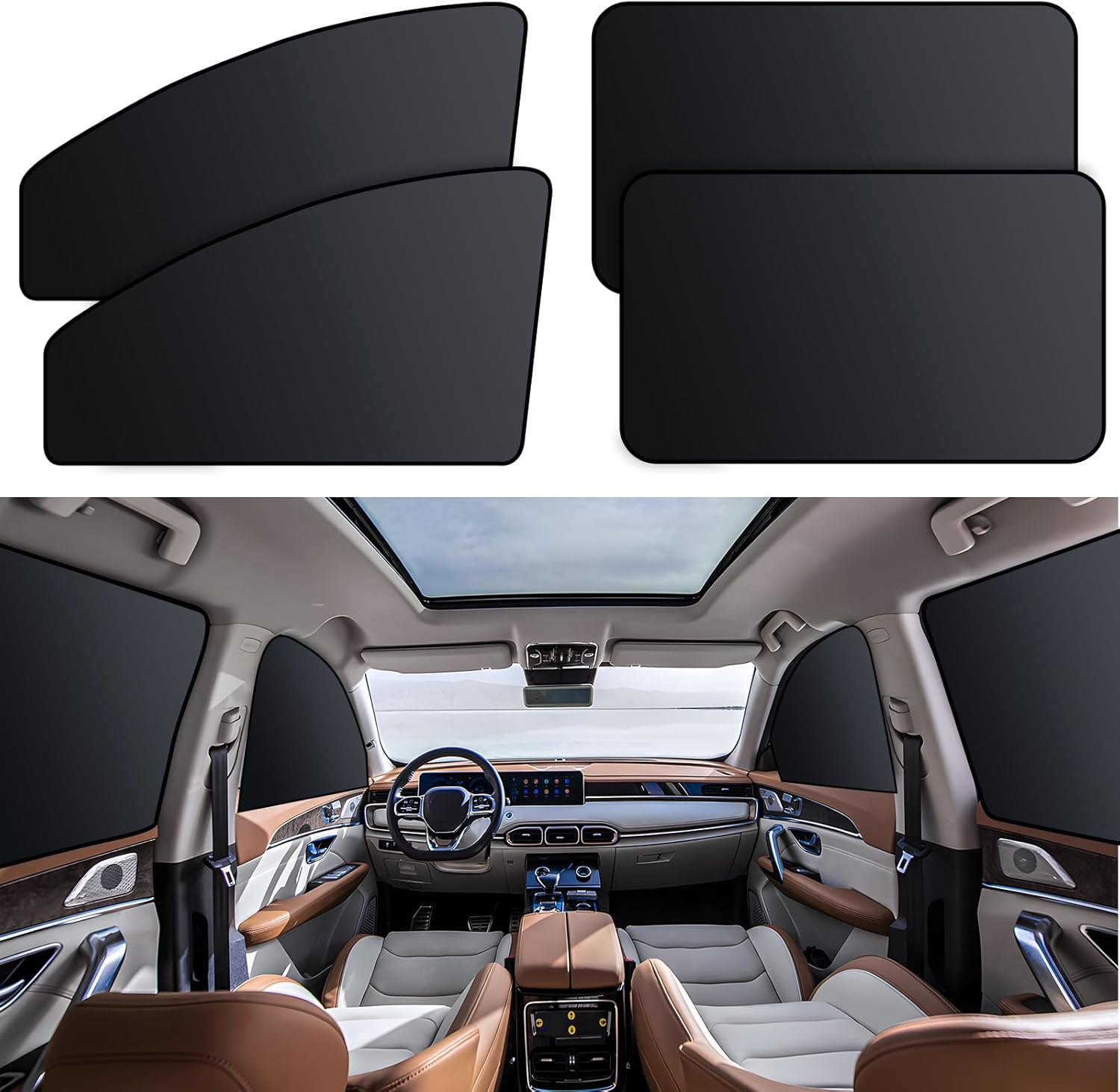 XCBYT Car Window Shades for Side Window - 4 Pack Magnetic Car Window Covers 99% UV and Glare Block Privacy Curtains for Breastfeeding, Napping, Dressing, Camping