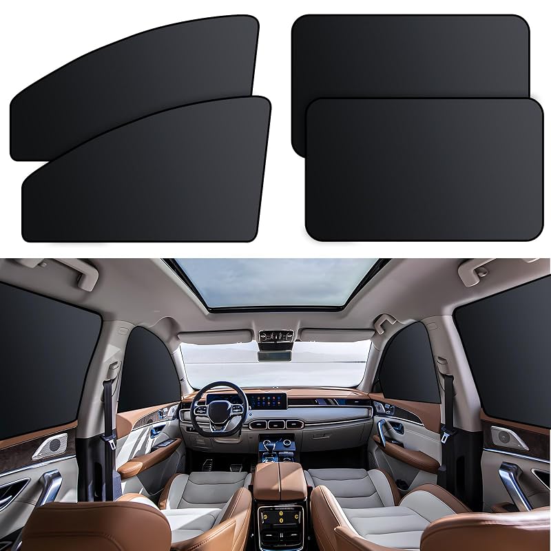 Protetor solar magnético para janelas laterais de carro XCBYT com blackout e privacidade, kit com 4 unidades
