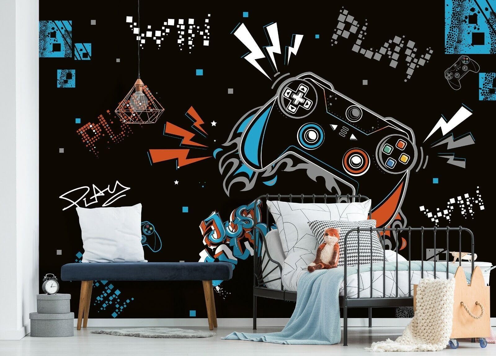 Wall Art Wallpapercolorful Gamepad papier peint photo 3D pour chambre de garçon