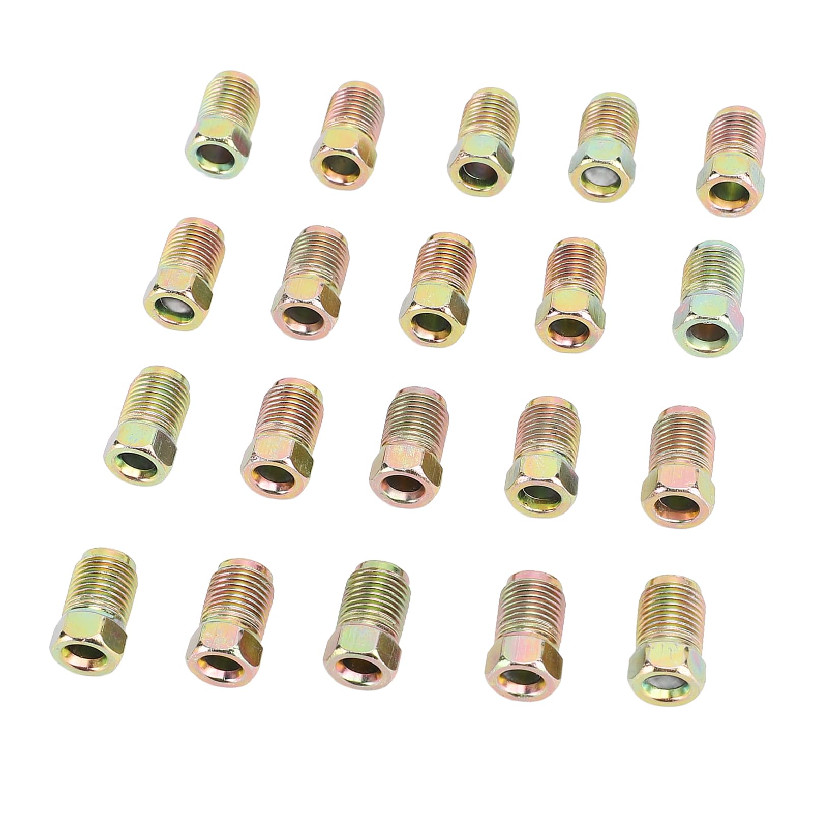 Assortiment de Raccords de Ligne de Frein, 20 PCS M10 X 1 Mm Flare Inversée Métrique pour Tube de 3/16 Pouces, Métal Robuste, 3/8 Fils, Voitures, VUS, VTT, Camions, Brillant, 17