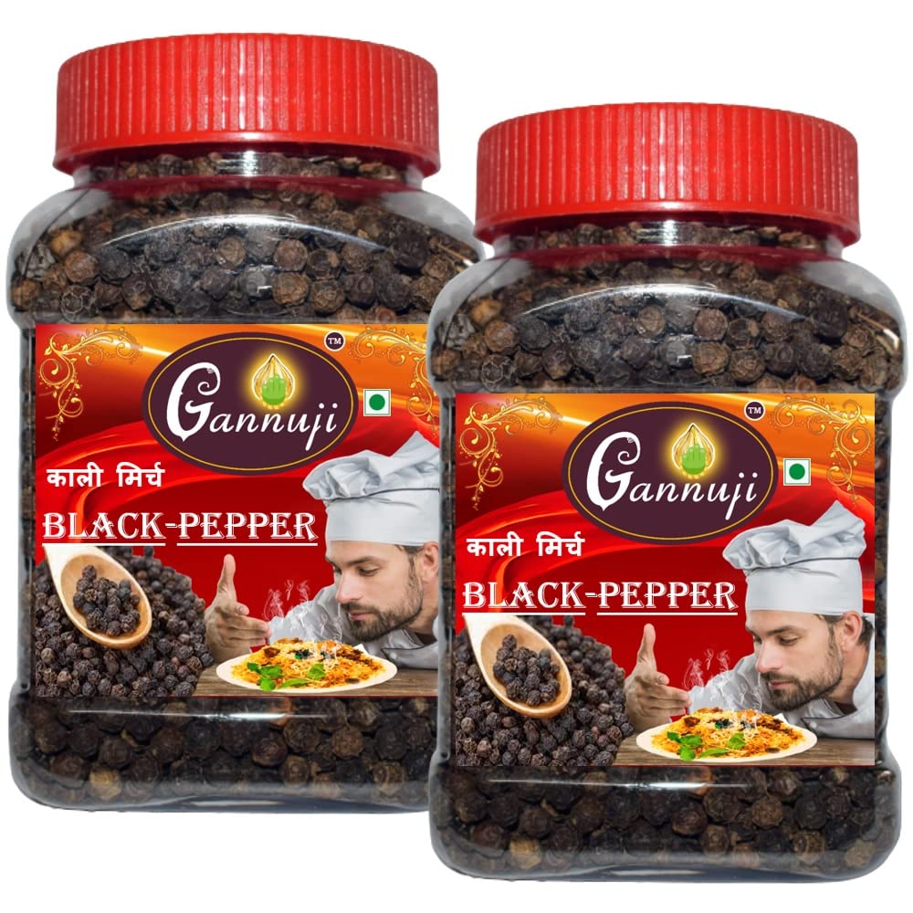 Gannuji 500gm Premium Black Pepper, Raw and Unpolished Kaali Mirch, Pepper Corn, Fresh Golki (250 gm x 2 Jars) (B09NNSQY8L) Amazon Price History, Amazon Price Tracker