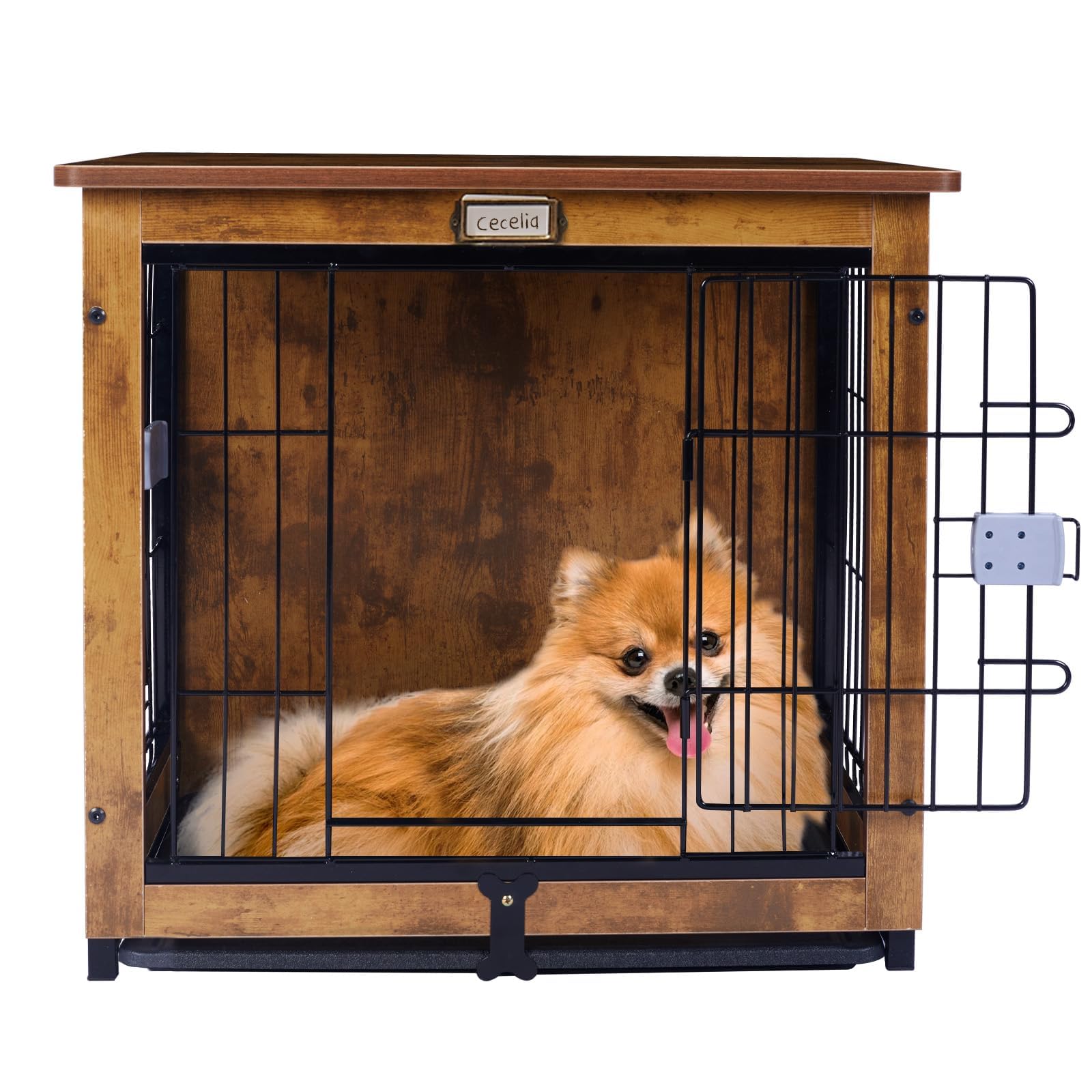 わんちゃんのハウスです Double ペット用品 犬用クレート家具、27.2インチ ダブルドア 犬小屋