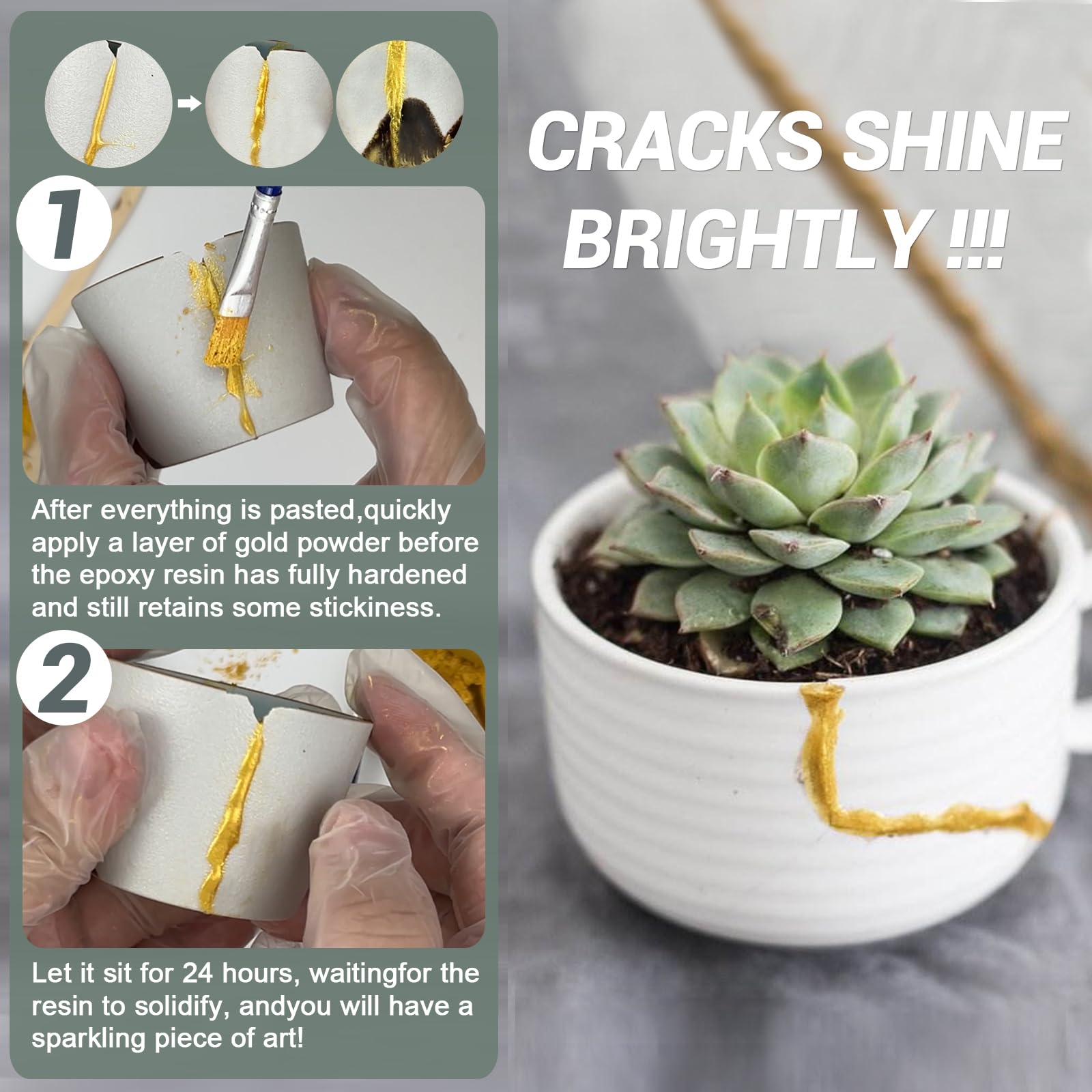 Amazon | バイオ金継ぎセット 初心者 ゴールド、簡単金継ぎキット食品