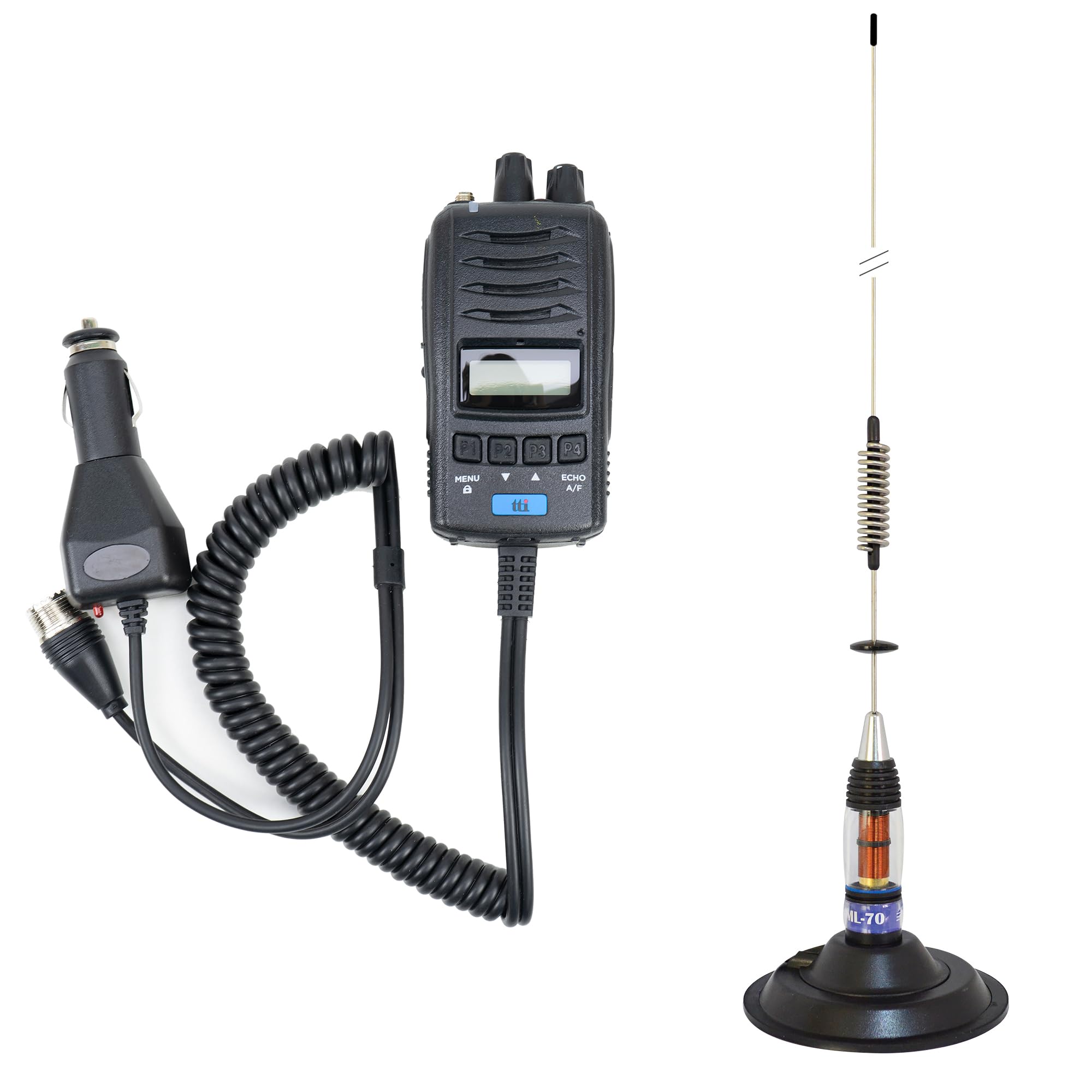 Kit stazione radio CB TTi TCB-H100 12 V/24 V, Roger Beep e antenna CB PNI ML70 con magnete incluso