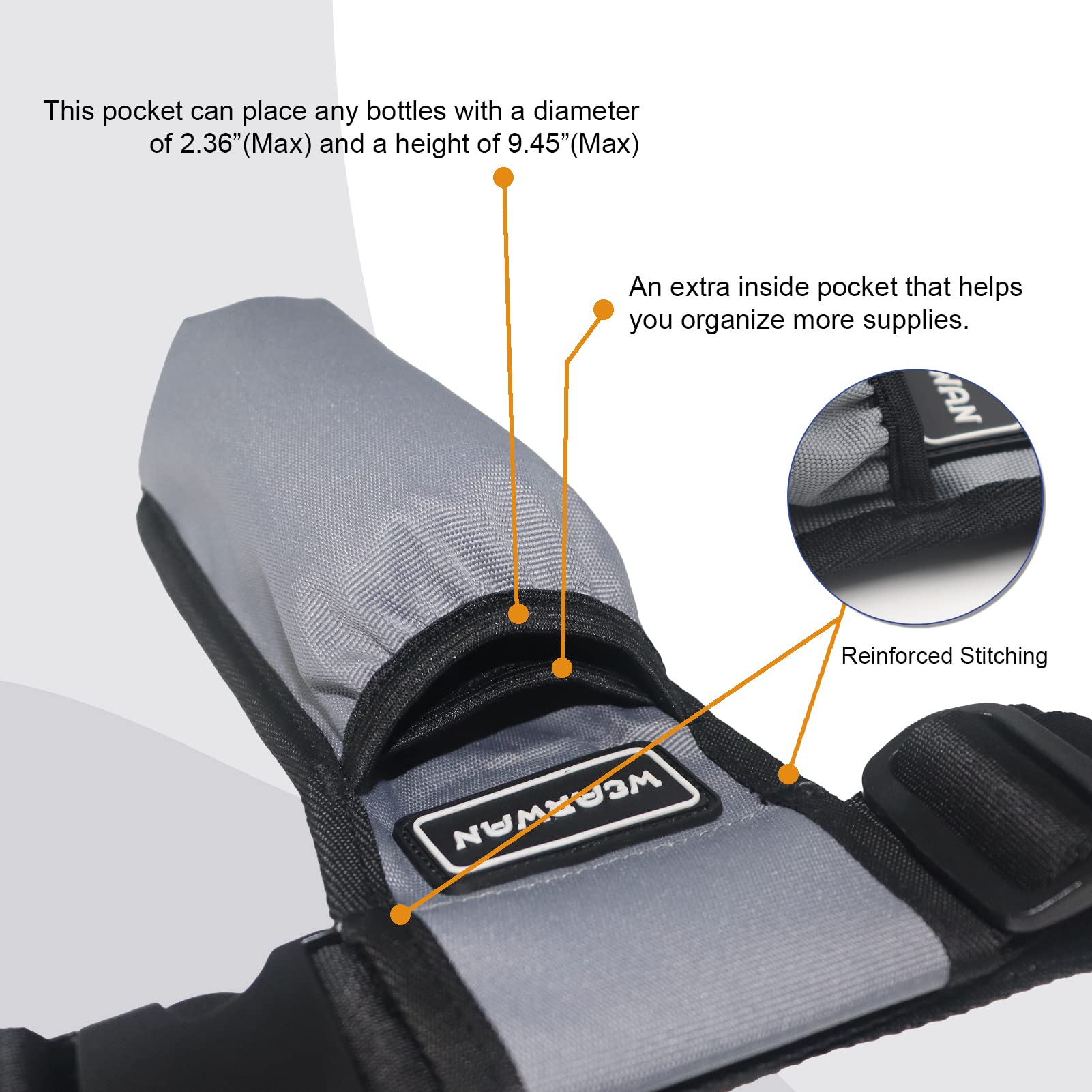 WEARWAN Massage Oil Holster, Adjustable and Durable Massage Holster, Stylish Massage Therapist Supplies (1B-Gray)