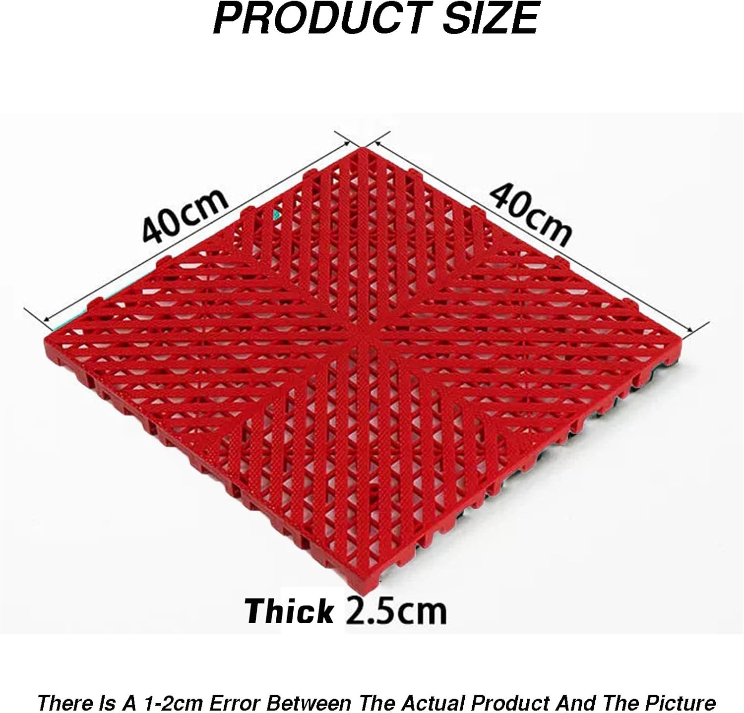 Interlocking Garage Floor Tiles - Anti-Slip Drainage Mats for Car Wash & Basement, 11023 lbs Capacity, Black, 40x40x2.5cm, Set of 4 - Durable, Easy to Install