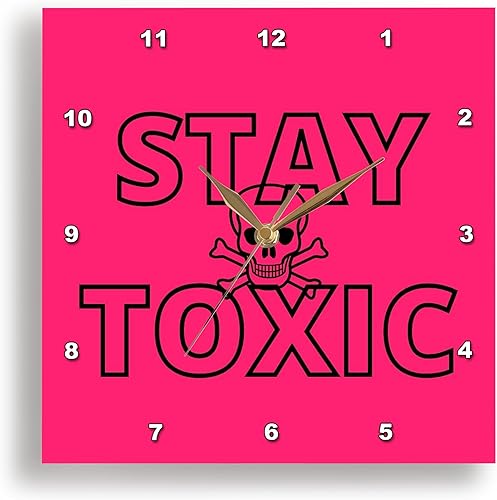 3dRose Wall Clock Silent - 15 inch - Image of Stay Toxic - s Random Retro Designs