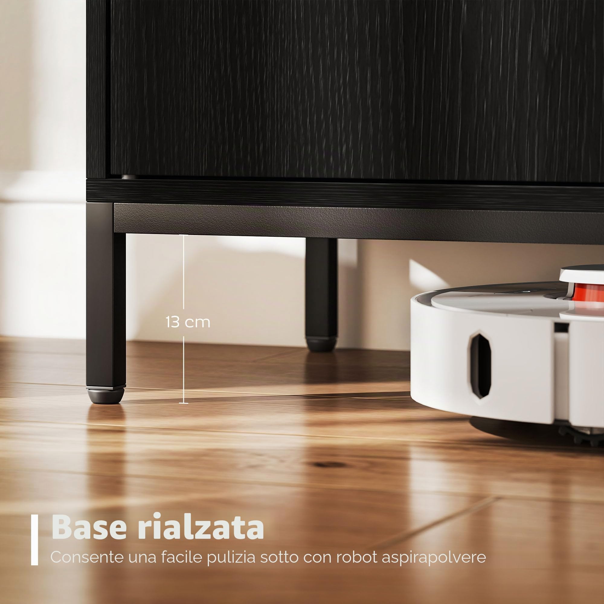 HOMCOM Credenza da soggiorno con 2 ante, credenza da cucina moderna, ripiano regolabile e base rialzata, per sala da pranzo, corridoio, camera da letto, 80x40x90 cm, nero
