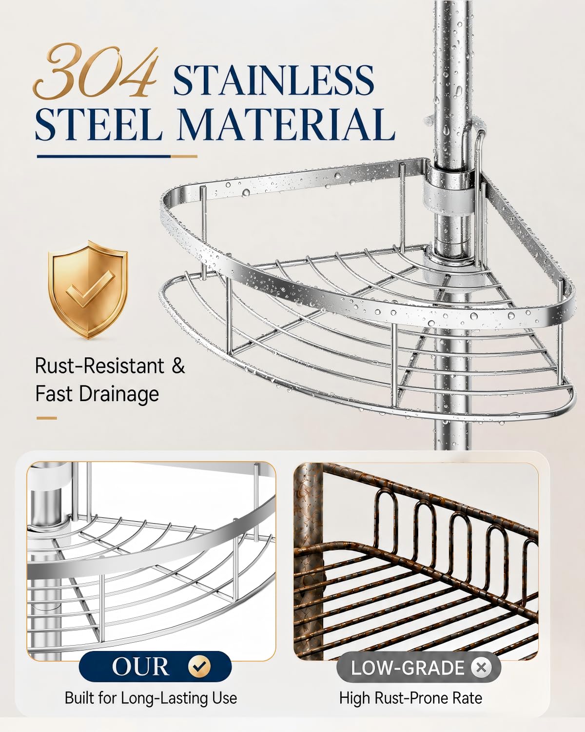 Rustproof Shower Caddy - Organize Your Bathroom! -5
