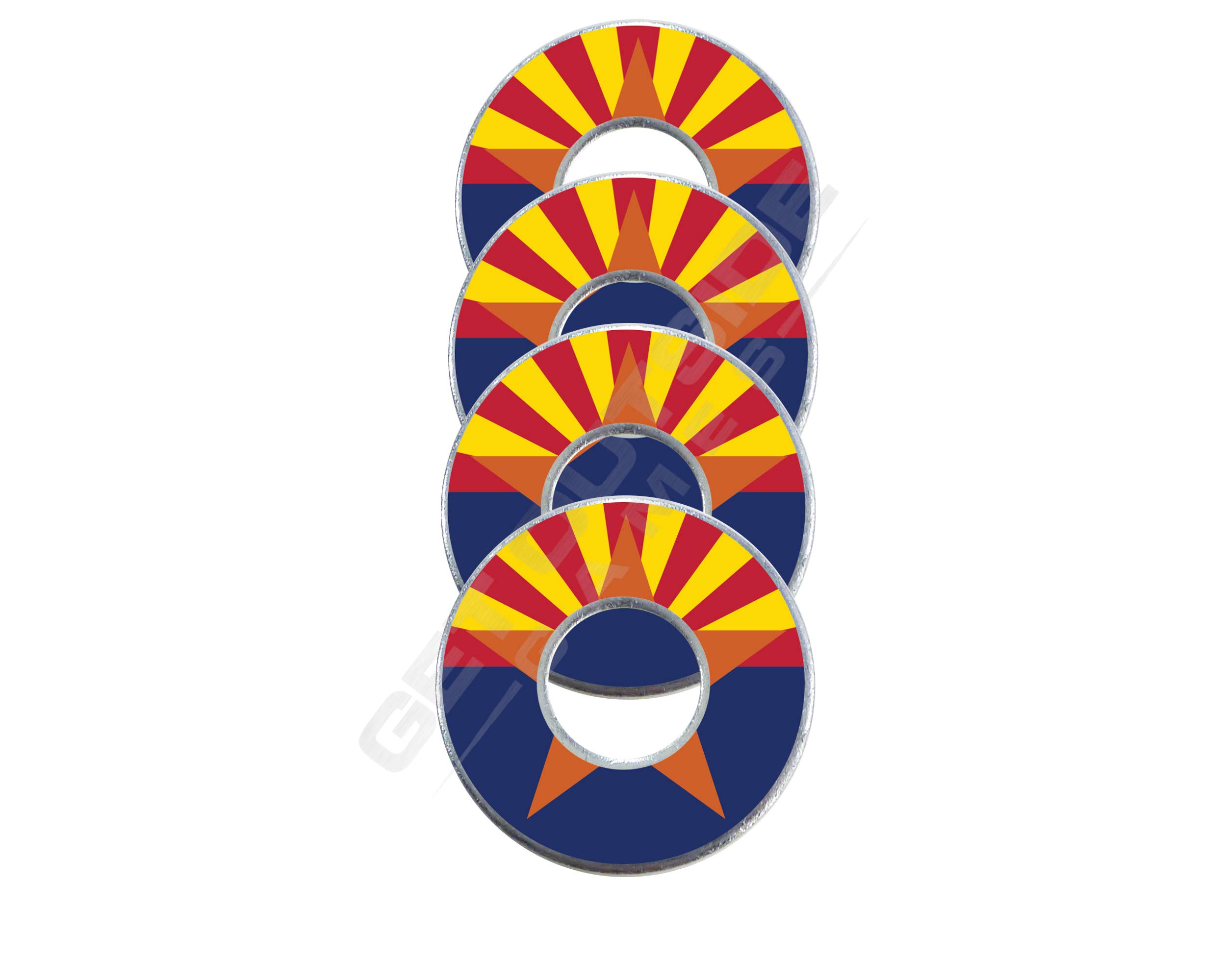 Get Outside Games 4 Arizona Flag VVashers - Washer Toss Washer Board Game Washers (4 VVashers with Container)