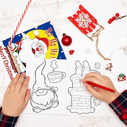 Miniatura 10 de Paquete de 3 libros para colorear con calcomanías de Navidad, almohadilla de actividades para niños pequeños de 2 a 8 años (30 escenas)