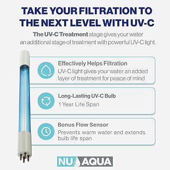 NU Aqua 7-Stage Alkaline + UV Under Sink Reverse Osmosis System with Pump