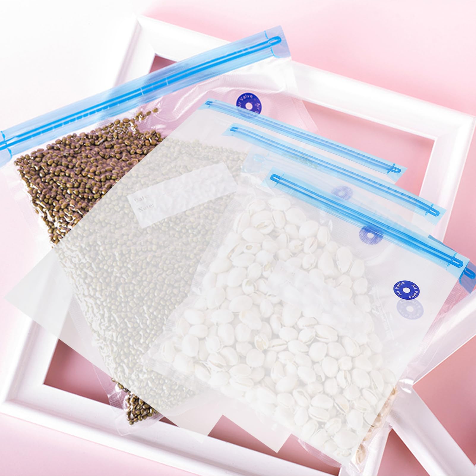 SOLUSTRE 1Set Reusable Vacuum Sealer Bags for Food Storage with Clips for Meat Fruits and Vegetables for Sous Vide Cooking and Food Preservation