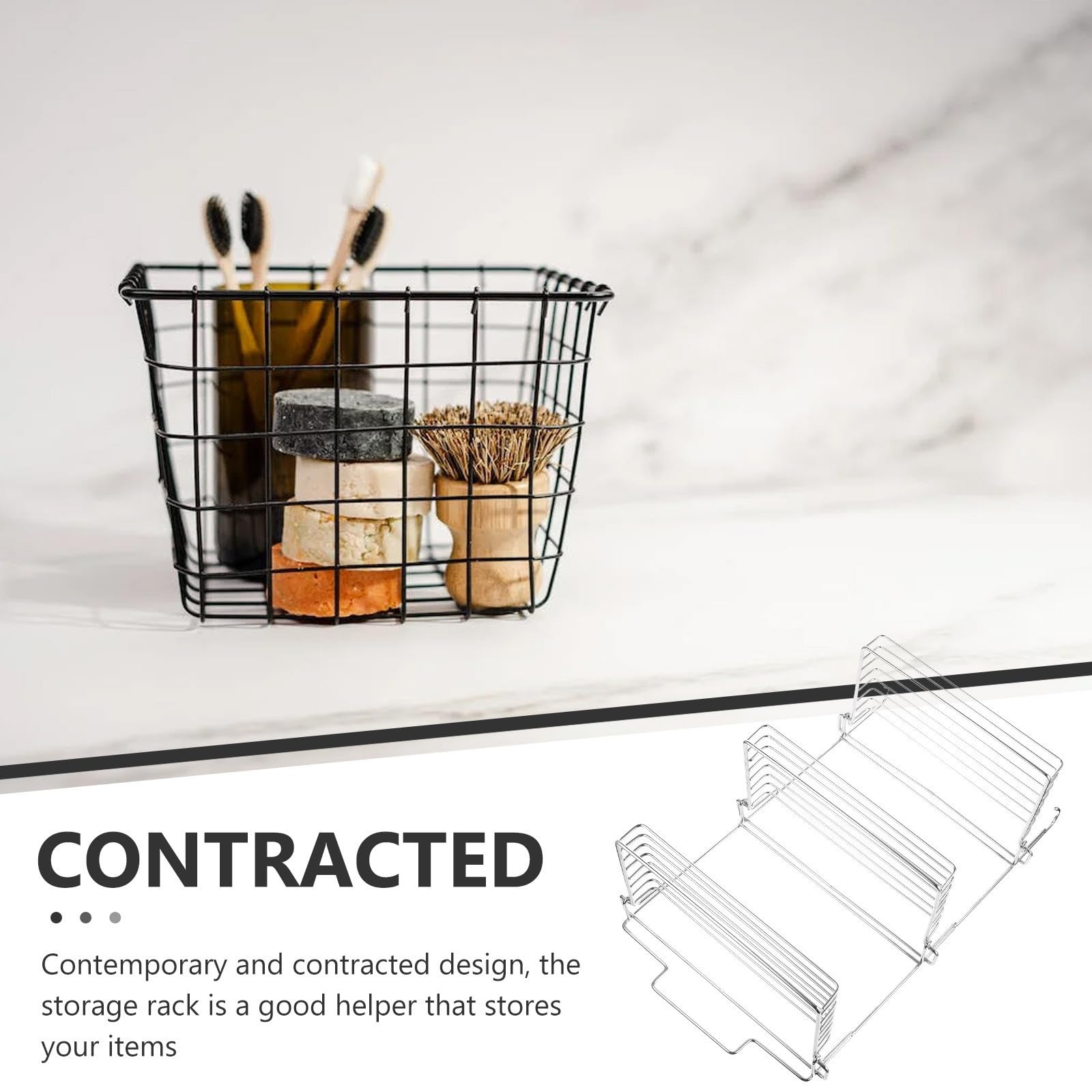 VILLCASE Estante de Ducha Organizador sin Taladro Plegable con Gancho de Acero Inoxidable con Buena Capacidad de Carga y Diseño Contemporáneo para Baño y Cocina