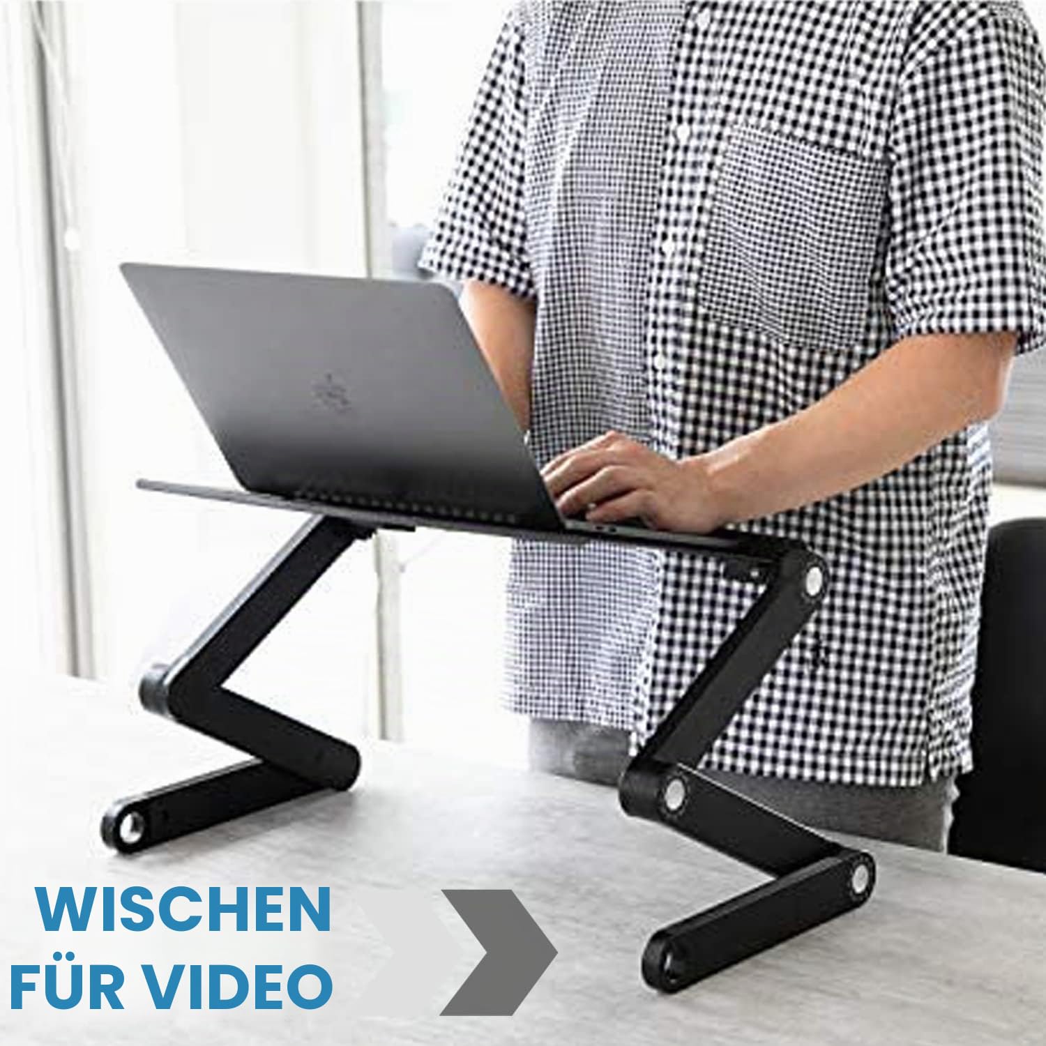WonderWorker Newton Klappbare Laptoptisch, Einstellbare Höhe, Neigungswinkel und Position, Lüftungsschlitze Verhindern den Hitzestau, Material Aluminium - Tisch äußerst Leicht, Zuverlässig und Stabil