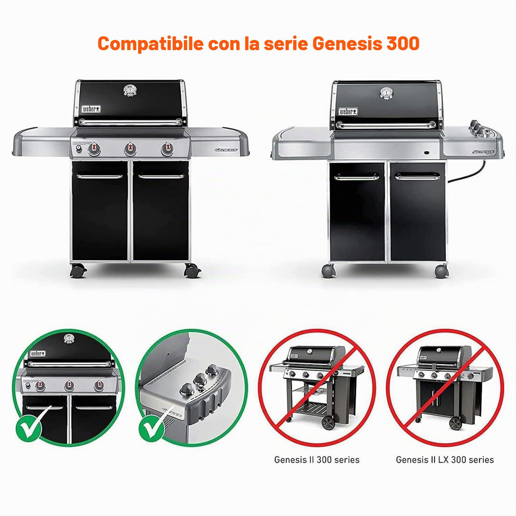 Onlyfire Piastra in Ghisa per Griglie a Gas Weber Genesis 300 series, Genesis E/S-310/320/330, EP-310/320/330 (2007-2016), Piastra Reversibile, Ricambio per Weber 7528
