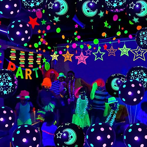 Miniatura 2 de Paquete de 110 globos de neón UV de colores, globos de neón que brillan en la oscuridad, suministros de fiesta, globos fluorescentes de látex neón