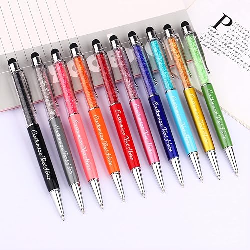 Miniatura 5 de Bolígrafos personalizados Bolígrafos de cristal personalizados con tinta negra Lápiz capacitivo personalizado a granel con tu nombre o masaje para