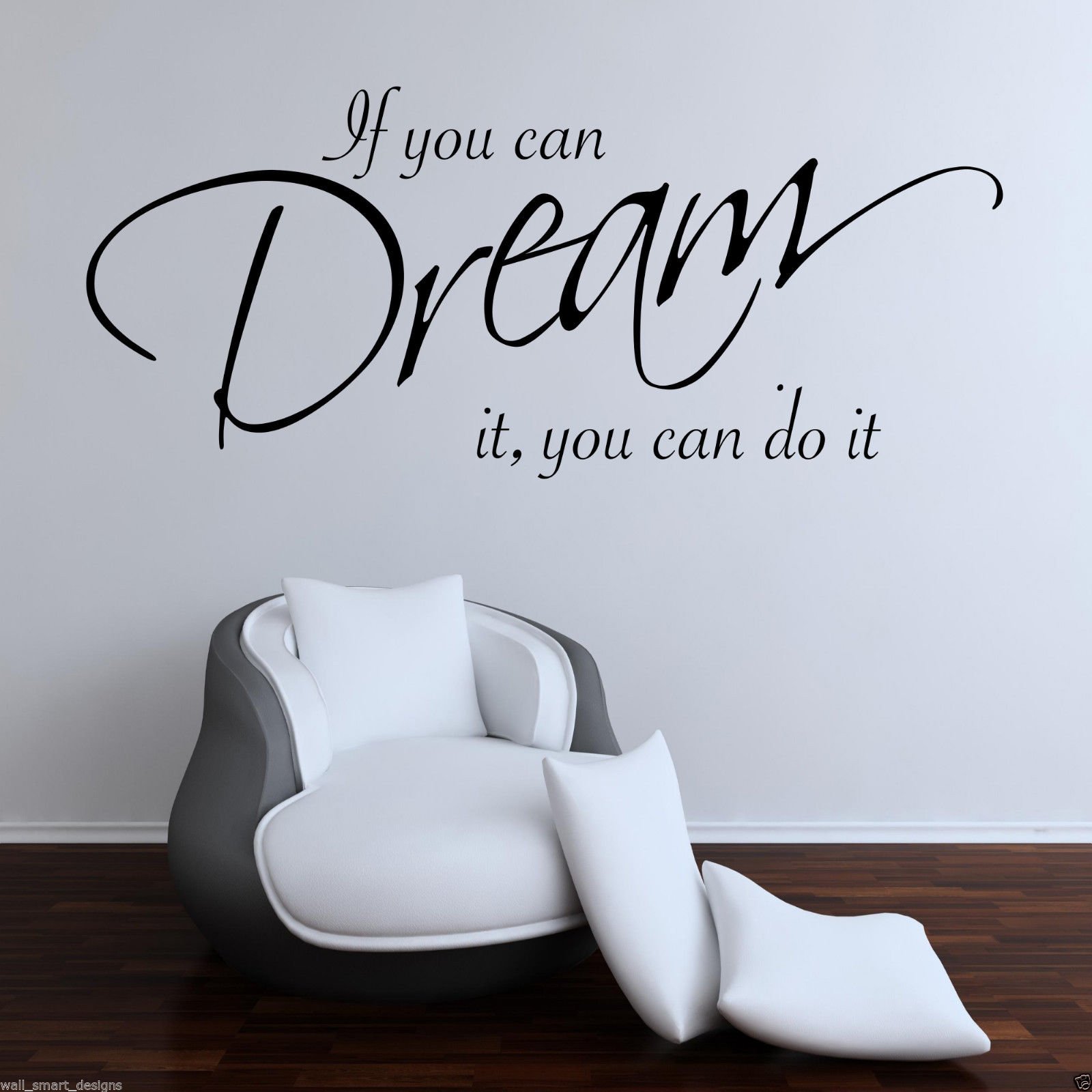 Wall Smart Designs White Gloss If You Can Dream It Wall Art Sticker Lounge Bedroom Quote Decal Mural Transfer Wsd496