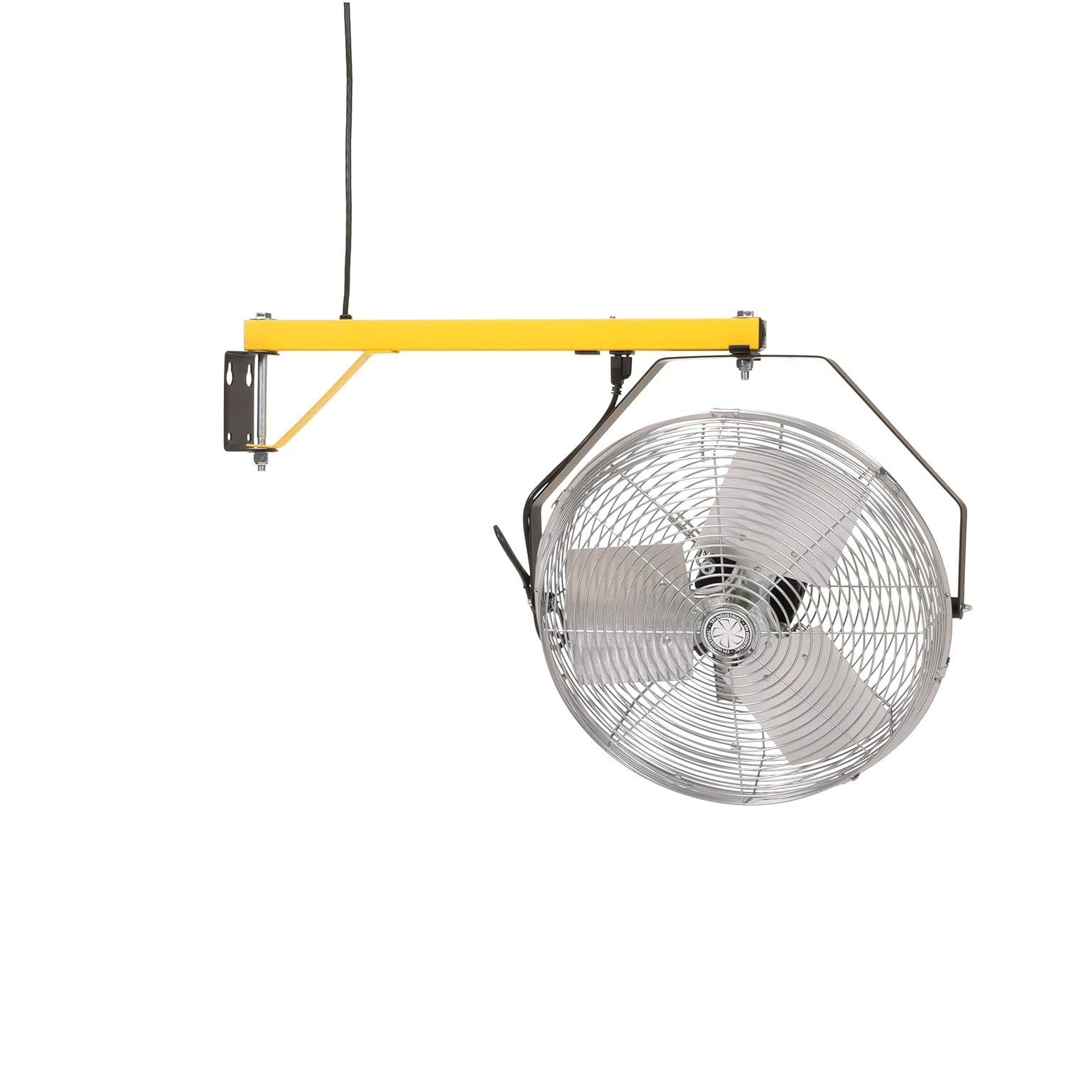 Fostoria TPI Corporation 24-LDF-TE Loading Dock Fan Head and Arm Combination – 24 Reach Single Steel Tubing, 120V, w/2-embedded outlets, 18 Air Circulator w/TEAO Motor, Yellow