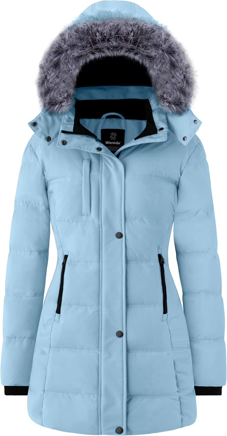 wantdo Women's Recycled Puffer Jackets Warm Winter Coats Long Winter Jacket Puffy Coat