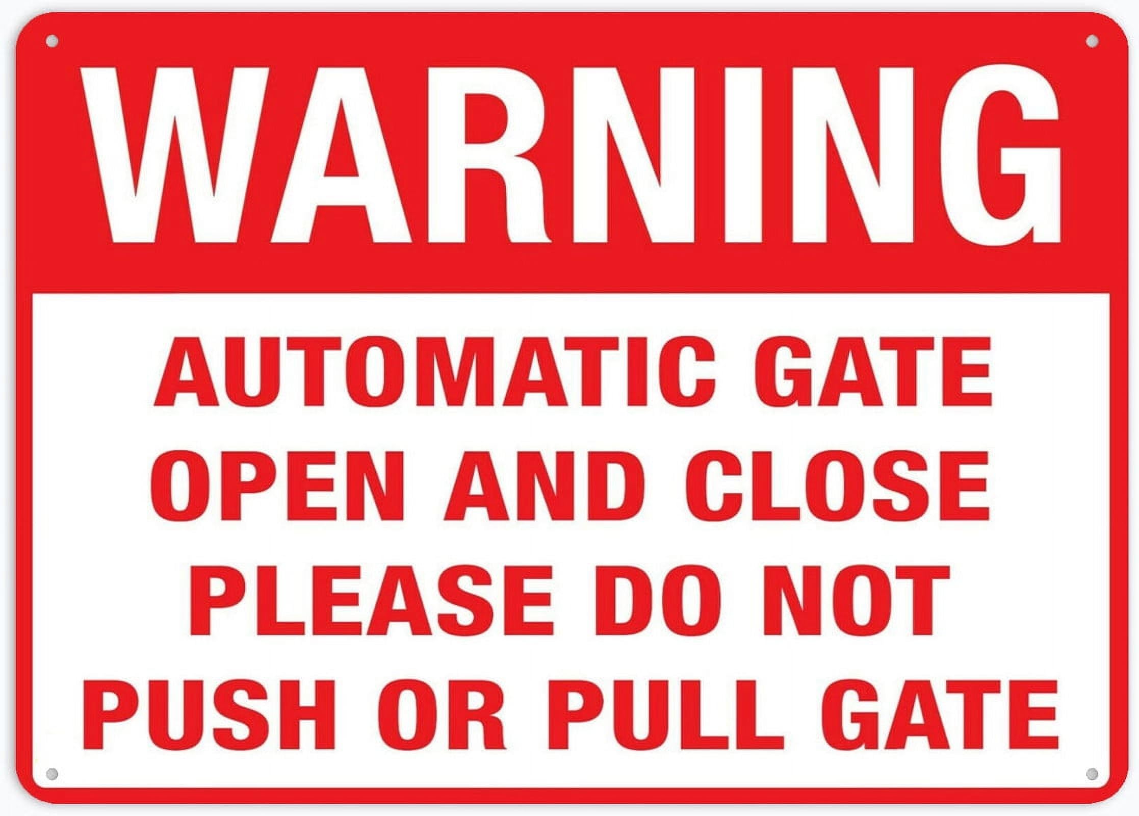 Warning - Automatic Gate (Opens And Closes) Sign for House & Yard, 8x12 Inch Premium Aluminum, Sun-Proof, Rust-Free