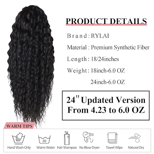 Miniatura 4 de Extensión de cola de caballo rizada y ondulada  para mujeres negras, cola de caballo con cordón, extensiones de cabello humano de alimentación de