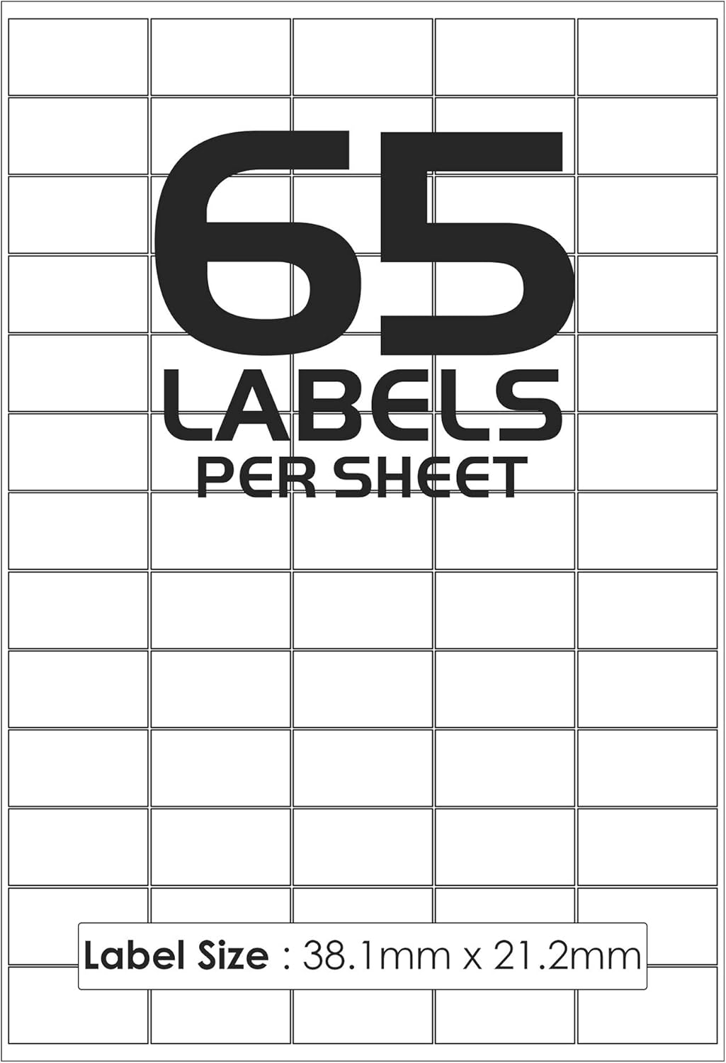 65 Per Page/Sheet, 50 Sheets (3250 Sticky Label), iSOUL White Blank Matt Self-Adhesive A4 Address Shipping Labels Stickers, Laser Inkjet Compatible L7651/J8651 Printer Paper, 38.1 X 21.2 mm JAM Free