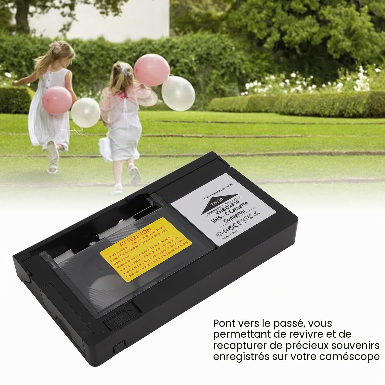 Adaptateur de Cassette VHS C vers VHS, Caméscopes pour Lecture S VHS C et S VHS, Enregistrement, Convertisseur D'adaptateur de Cassette Vidéo, y Compris Les Bandes 1,2 Mm