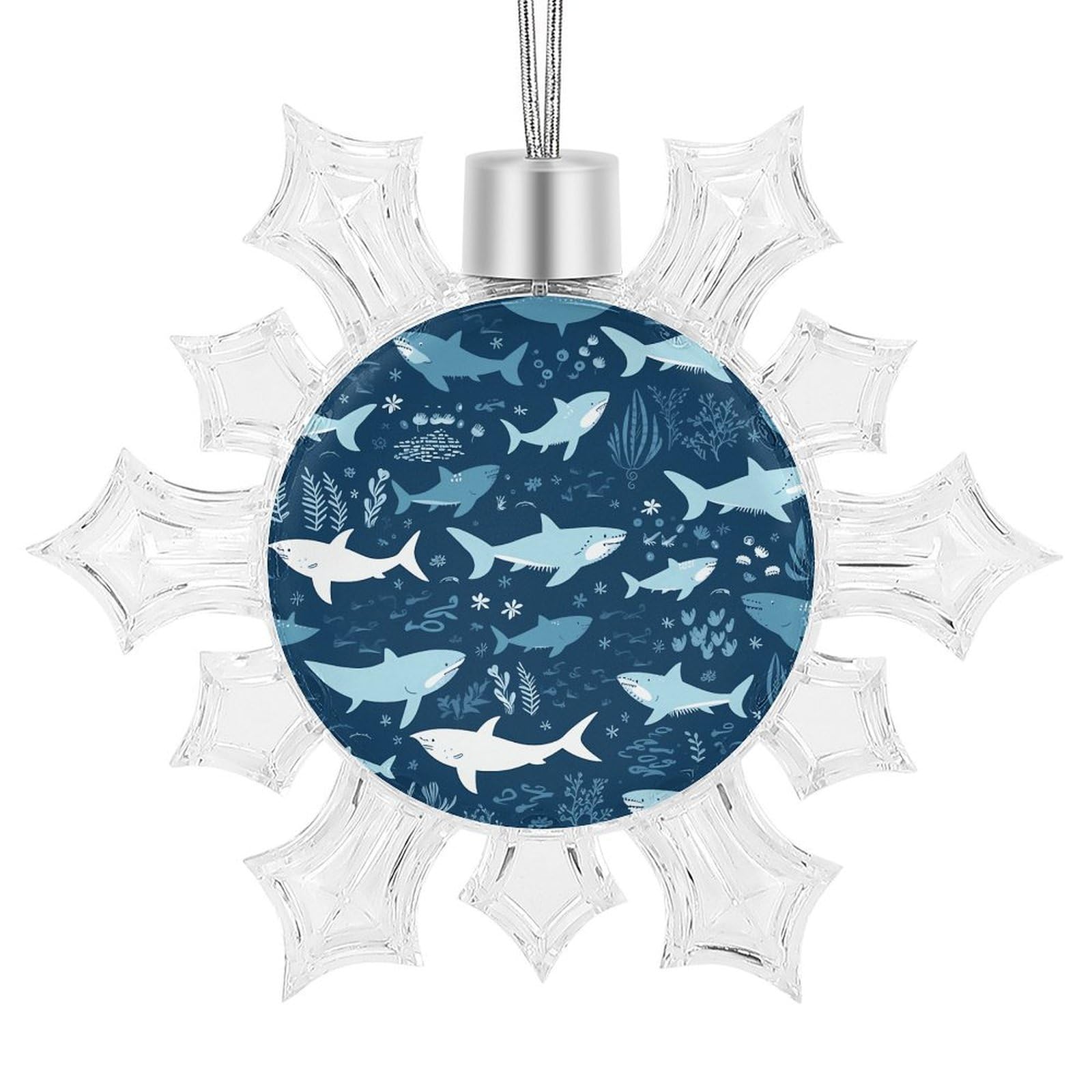 Sharks Snowflake Decorations,Christmas Decorations，Christmas Indoor Winter Wonderland Decor，Hanging Ornaments for Xmas Tree Winter New Year Party Supplies