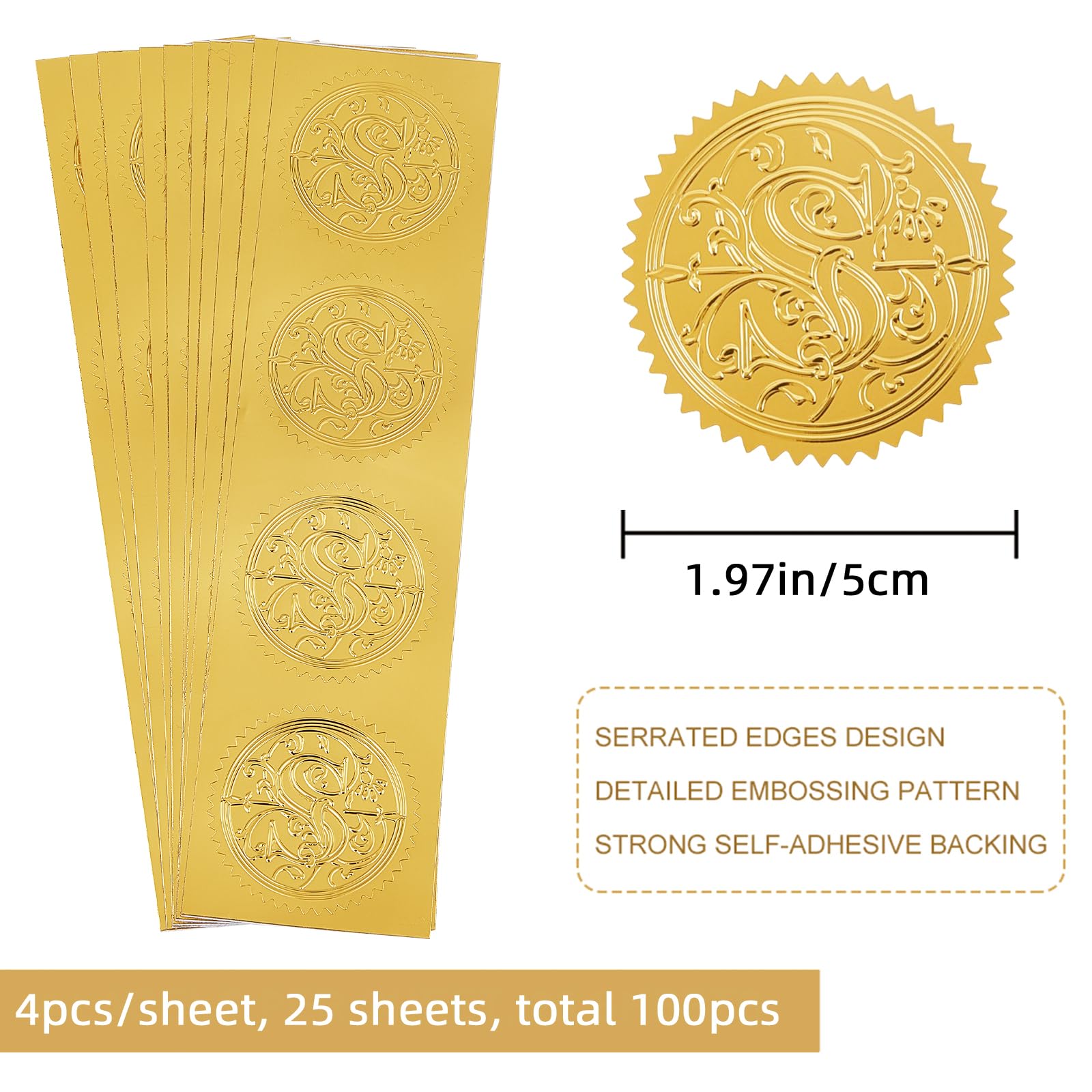 2 Inch Writing Happy Birthday Certificates For Students 100-Pack Gold Embossed ...