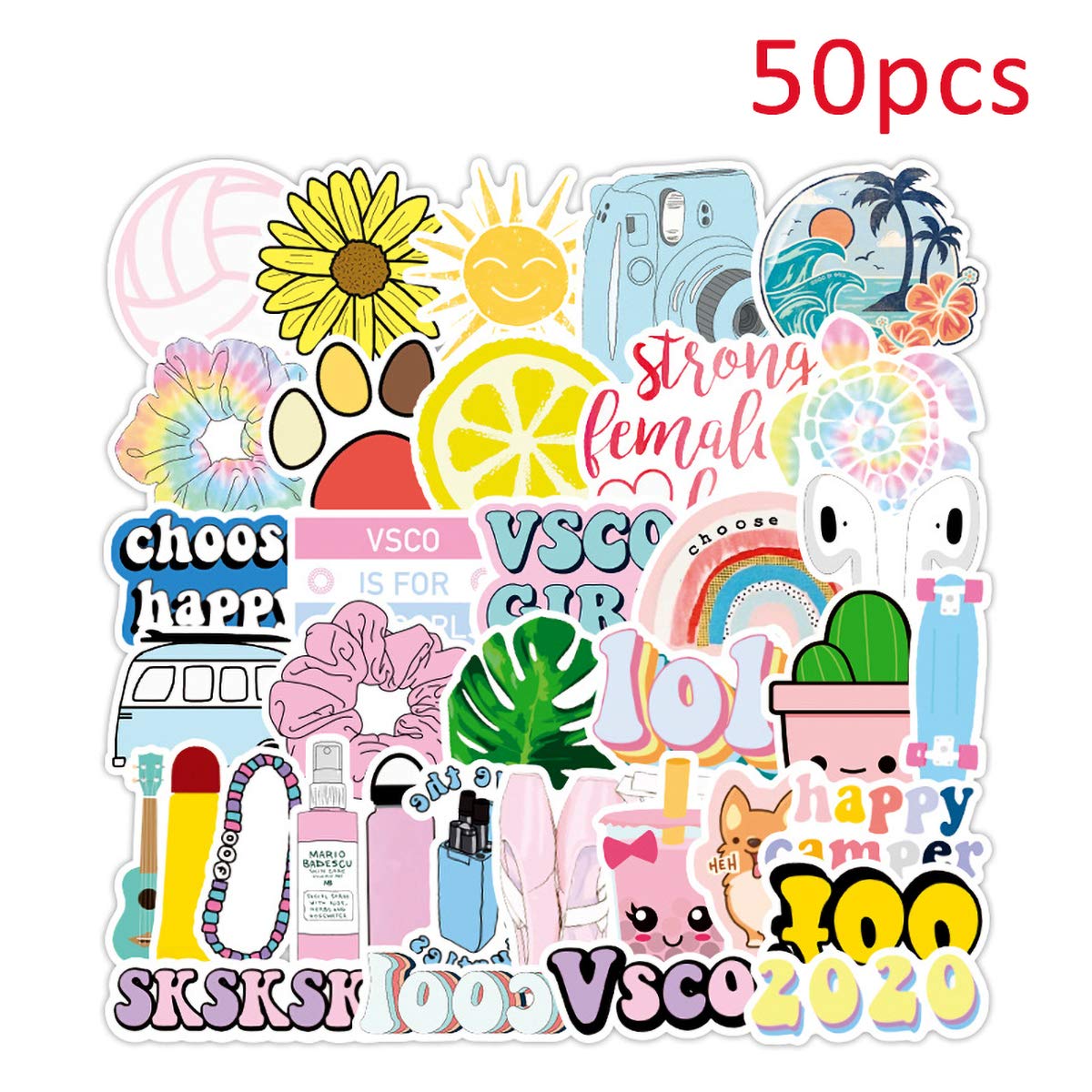 70pcs VSCO Girl Pack Set Scrunchie Sticker Shell Traveler Scrunchie and Sticker Set - Water Proof Stickers  main image 4