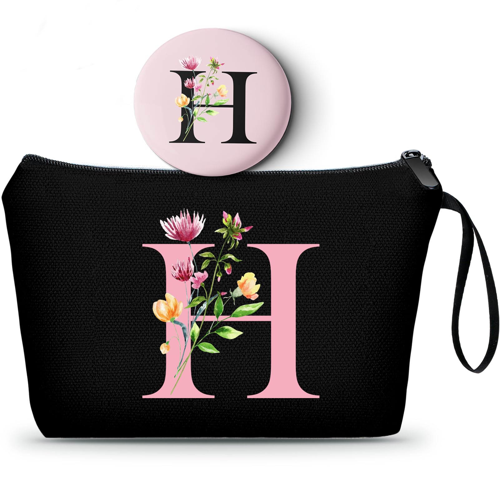 SEAMOON Bride to be Birthday Womens Unique Initial Monogram Gifts for Women Mom Personalized Travel Makeup Cosmetic Bag with Mirror Valentines Mothers