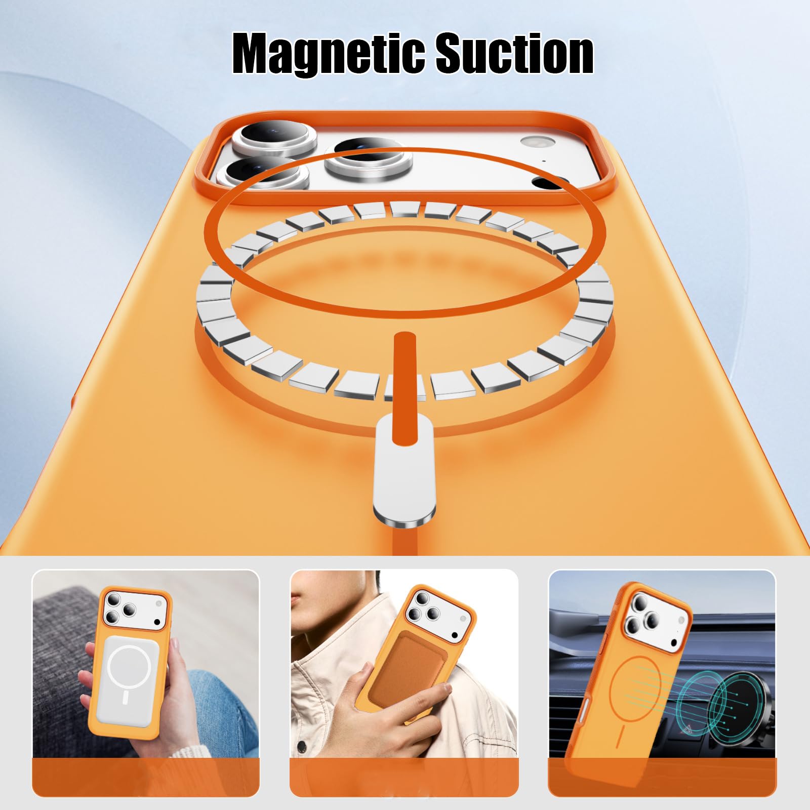 Magnetisch Hülle für iPhone 17 Pro Max/17 Pro/17 Air/17, Dünne Gefrostet rutschfeste Schutzhülle Unterstützt Drahtlose Aufladung Handyhülle,Schwarz,17 Pro